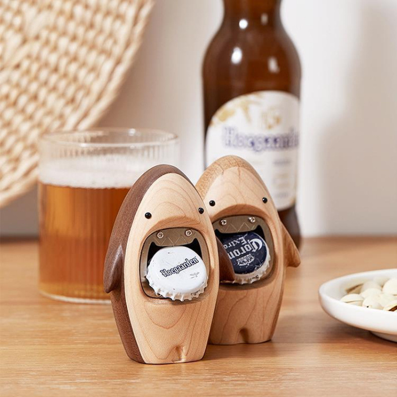 Kitchen Gadgets For Men - Creative Wooden Shark Bottle Opener Cute