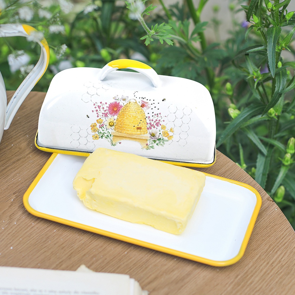 Quality Kitchen Gadgets - Menschy Enamel Butter Dish Cheese Preservation